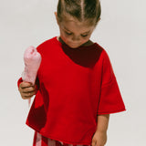 Oversized Knitted Shirt- Red
