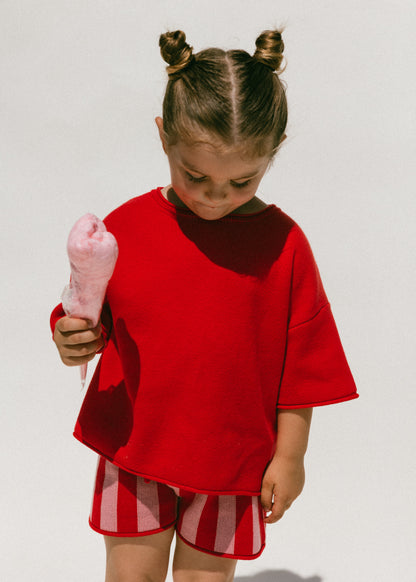 Oversized Knitted Shirt- Red