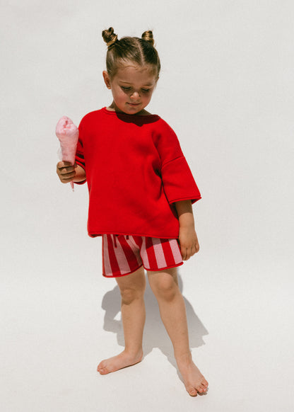 Oversized Knitted Shirt- Red