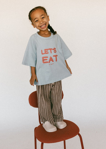 Graphic Tee- Let's Eat- Baby Blue