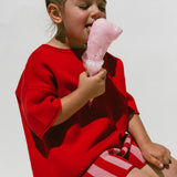 Oversized Knitted Shirt- Red