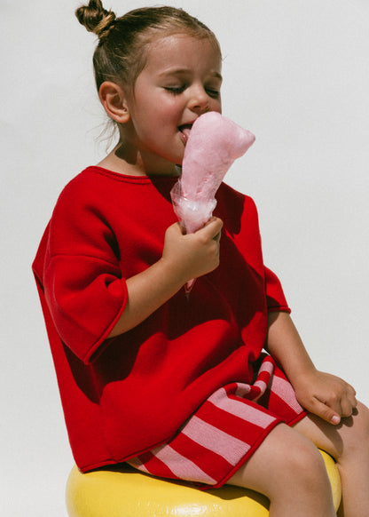 Oversized Knitted Shirt- Red