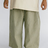 Textured Mini Check Pants- Green