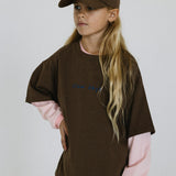 Boxy Graphic Tee- Slow Days- Brown