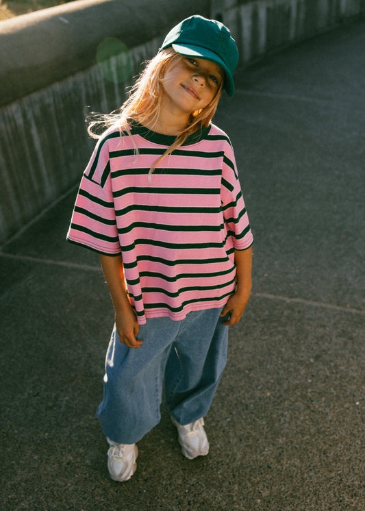 Striped Retro Tee- Pink
