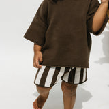 Oversized Knitted Shirt- Brown