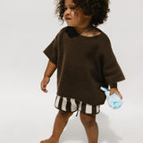 Oversized Knitted Shirt- Brown