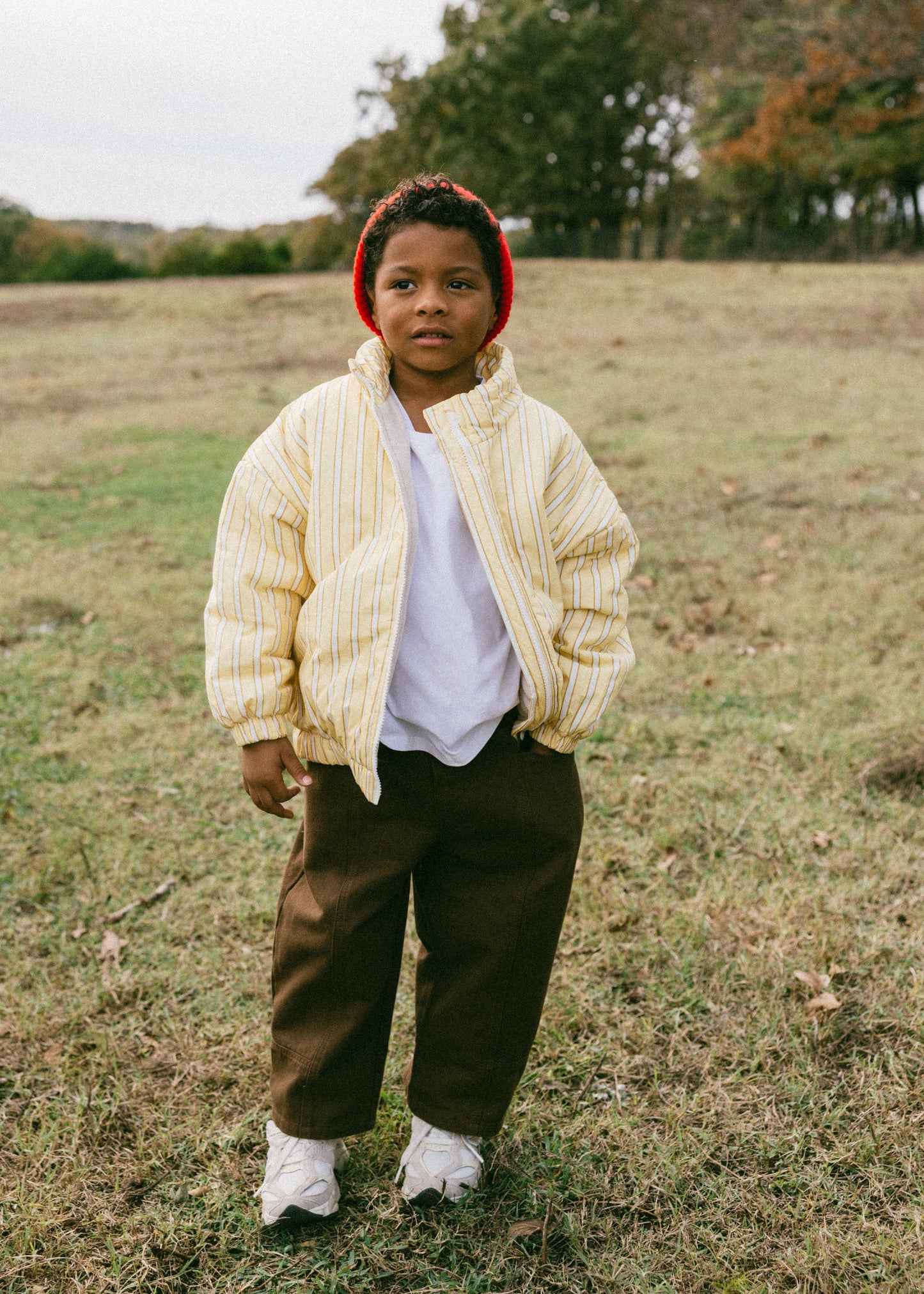 Striped Cotton Bomber- Yellow