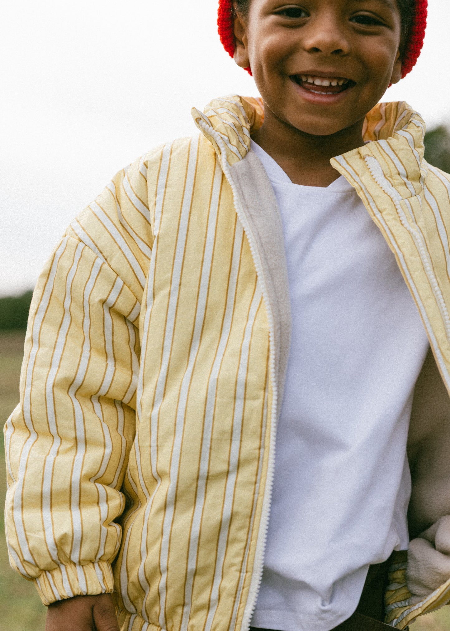Striped Cotton Bomber- Yellow