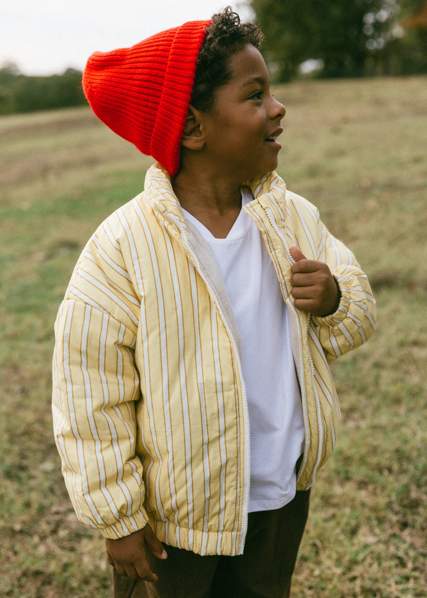 Striped Cotton Bomber- Yellow
