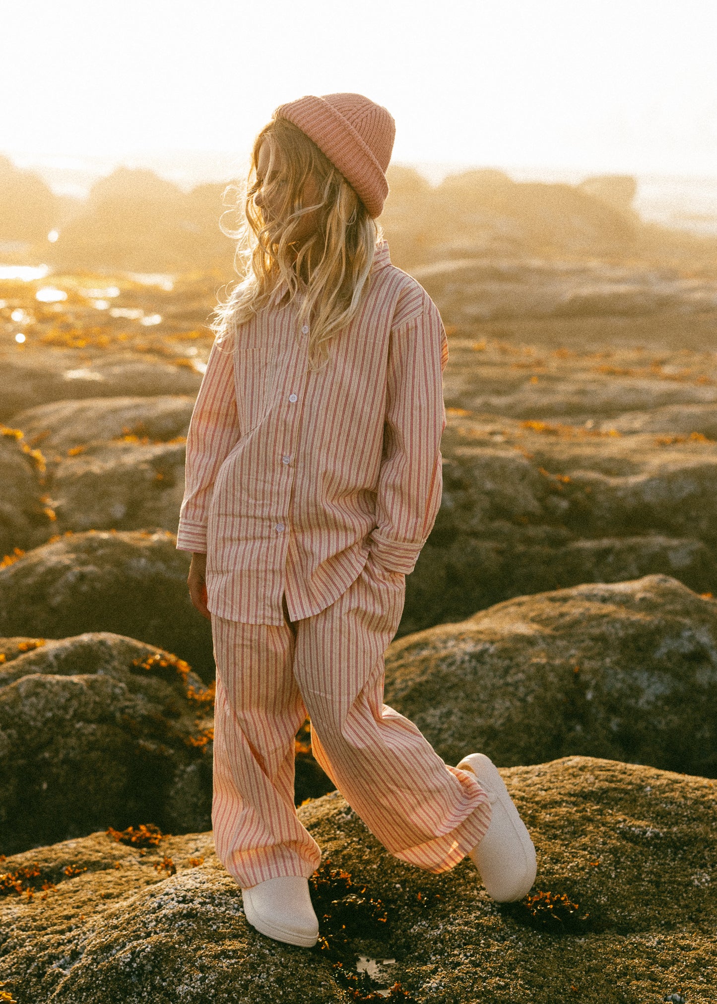 Classic Stripe Button Up- Pink