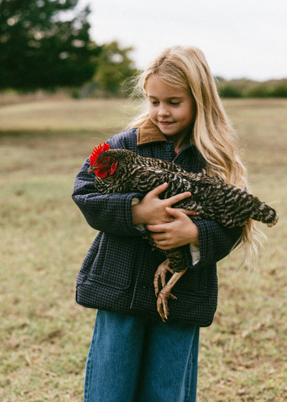 Check Barn Coat- Navy