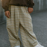 Plaid Cotton Pants- Mustard Yellow
