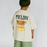 Pocket Graphic Tee- Melon- Sand