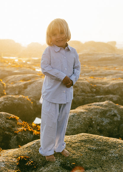 Classic Stripe Button Up- Blue