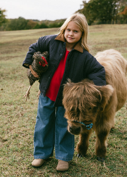 Check Barn Coat- Navy