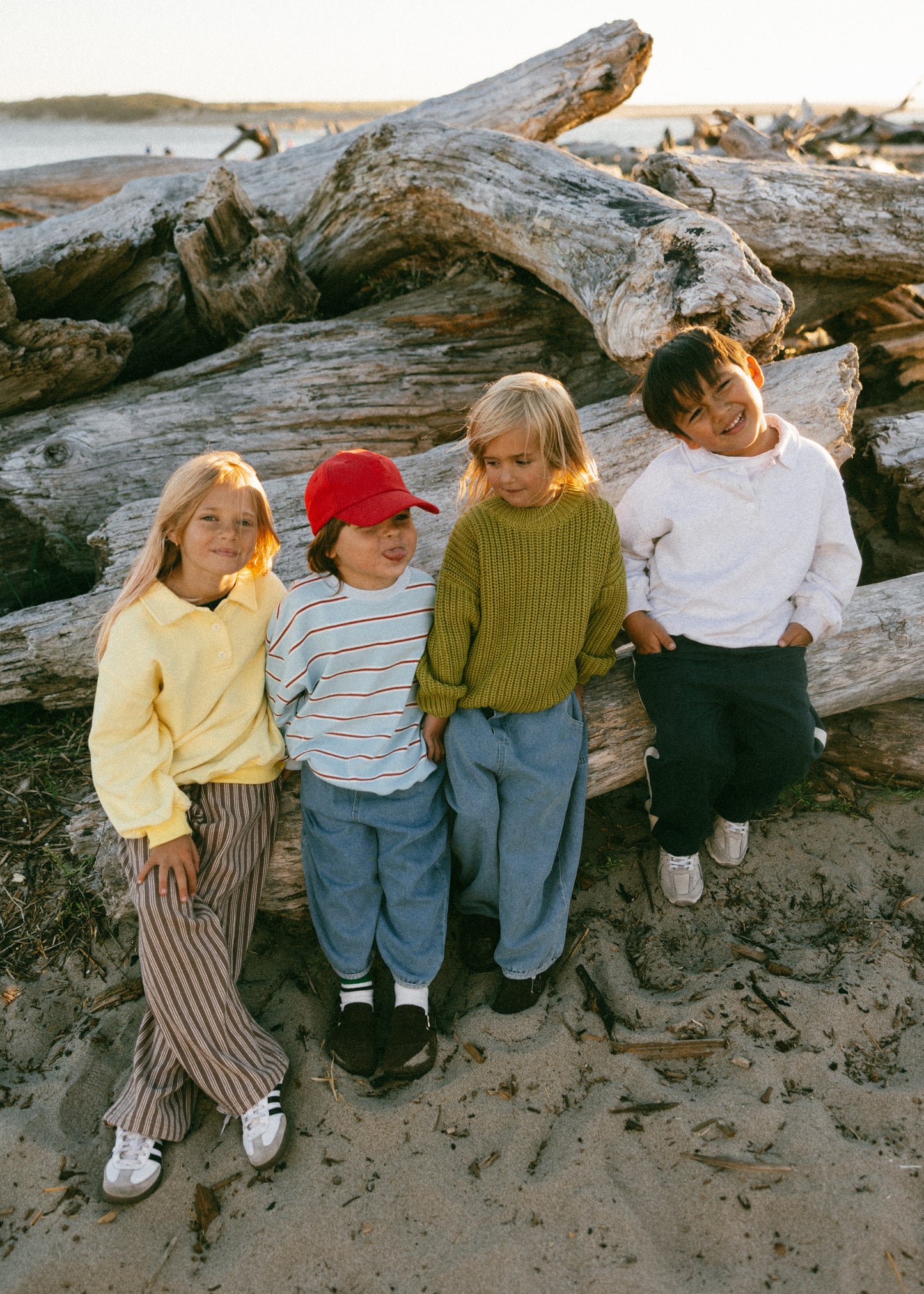 Lightweight Striped Crewneck- Light Blue