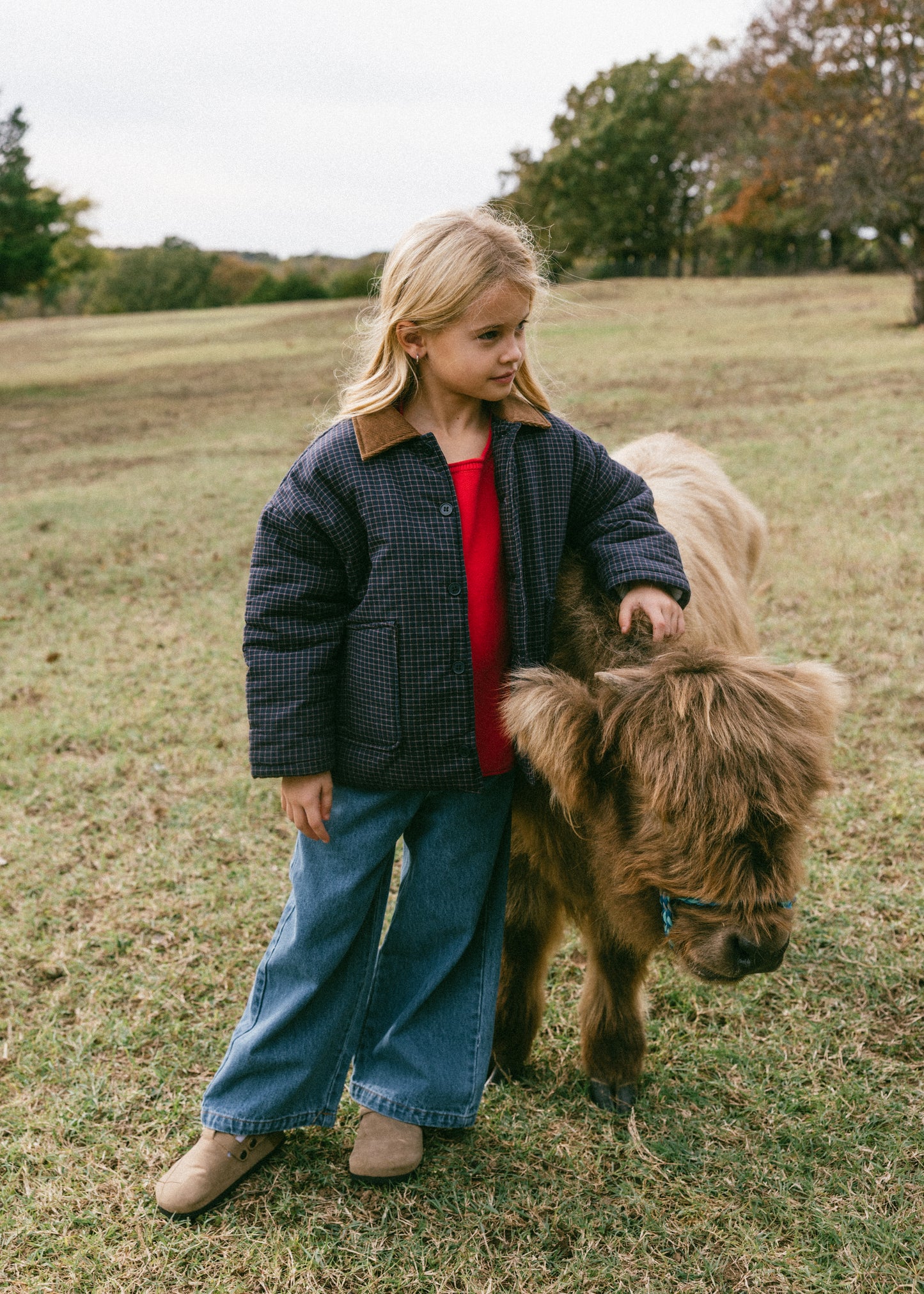 Check Barn Coat- Navy