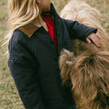 Check Barn Coat- Navy