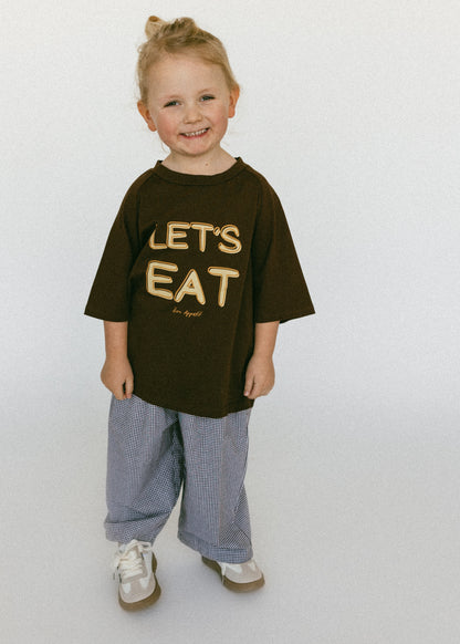 Graphic Tee- Let's Eat- Brown