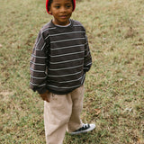 Lightweight Striped Crewneck- Smoky Brown