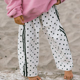 Polka Dot Racer Pants - White