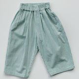 Textured Pin Stripe Pants- Green