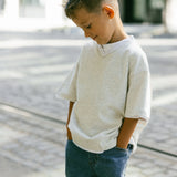 Varsity V-Neck Tee- Gray Melange