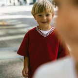 Varsity V-Neck Tee- Maroon