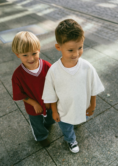 Varsity V-Neck Tee- Maroon