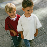 Varsity V-Neck Tee- Gray Melange