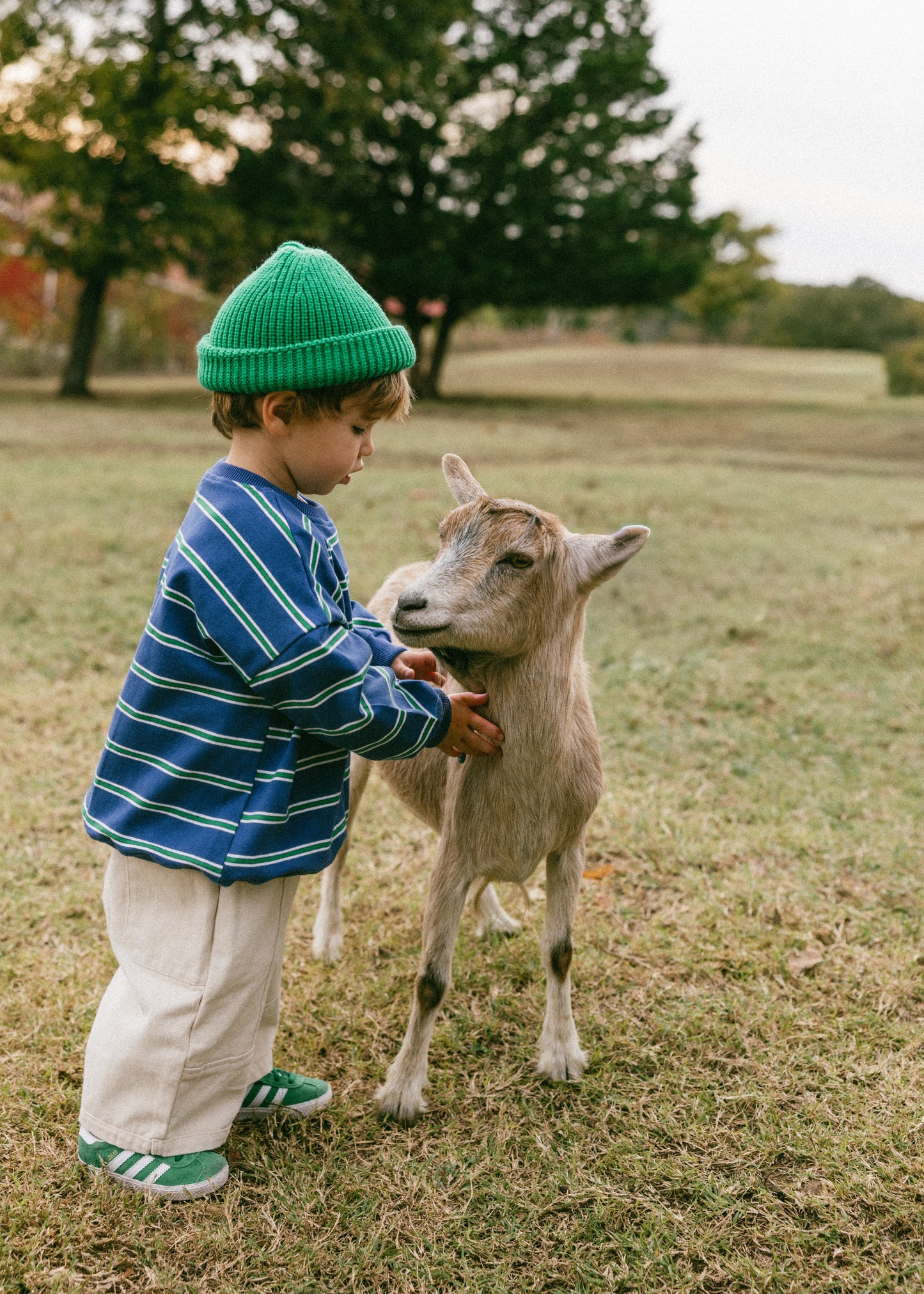 Lightweight Striped Crewneck- Blue