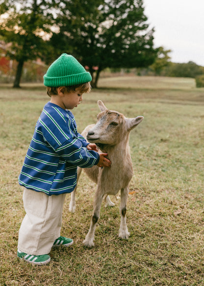 Lightweight Striped Crewneck- Blue