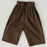 Textured Mini Check Pants- Brown