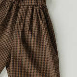 Textured Mini Check Pants- Brown
