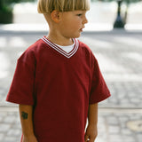 Varsity V-Neck Tee- Maroon