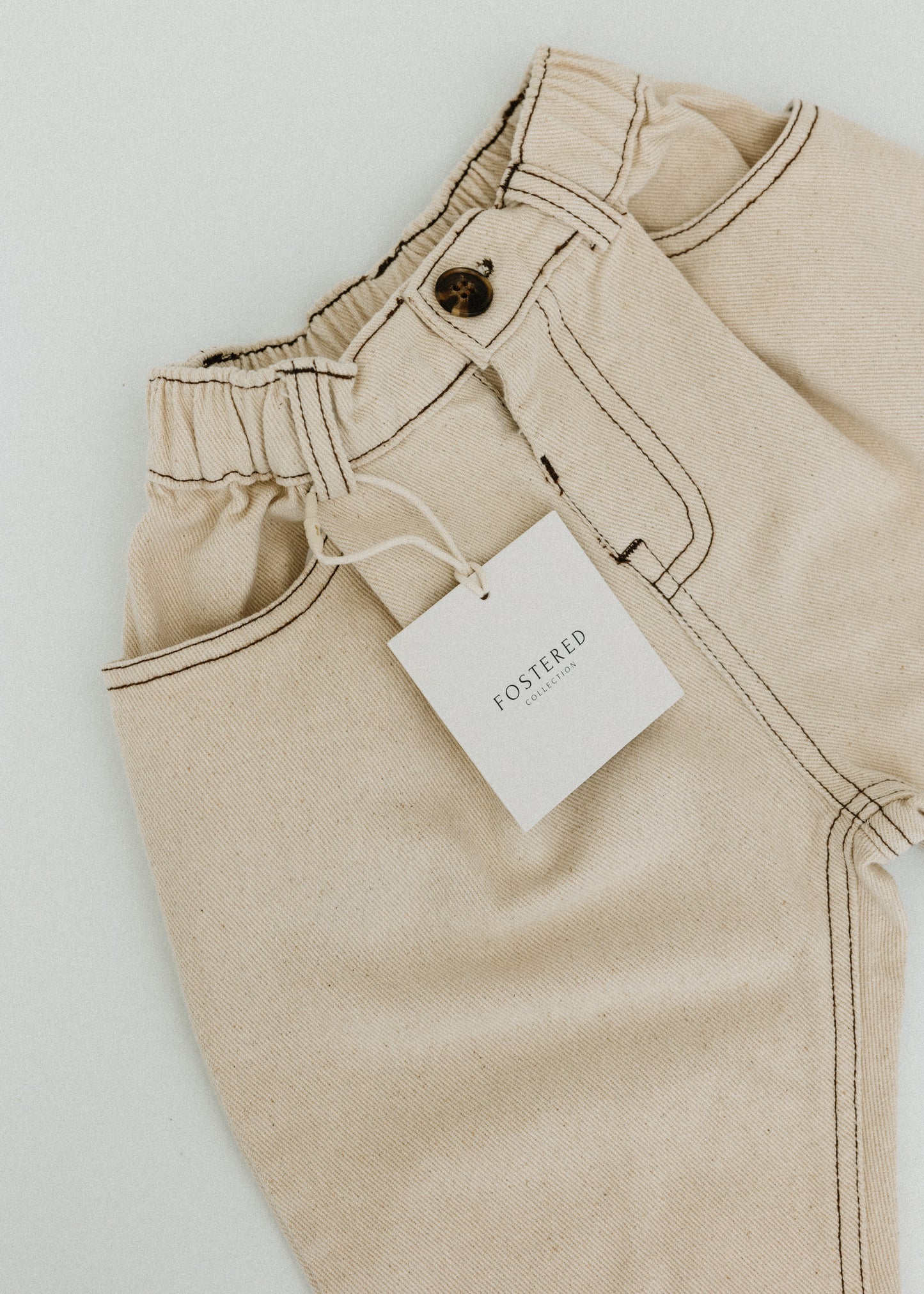 Relaxed Fit Jeans- Cream