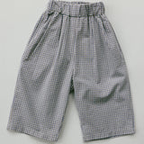 Textured Mini Check Pants- Steel Blue