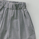 Textured Mini Check Pants- Steel Blue