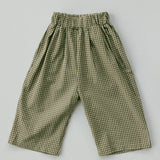 Textured Mini Check Pants- Green
