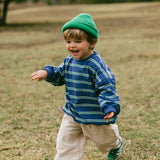 Lightweight Striped Crewneck- Blue