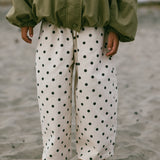 Retro Twill Pants- Polka Dot- Ivory