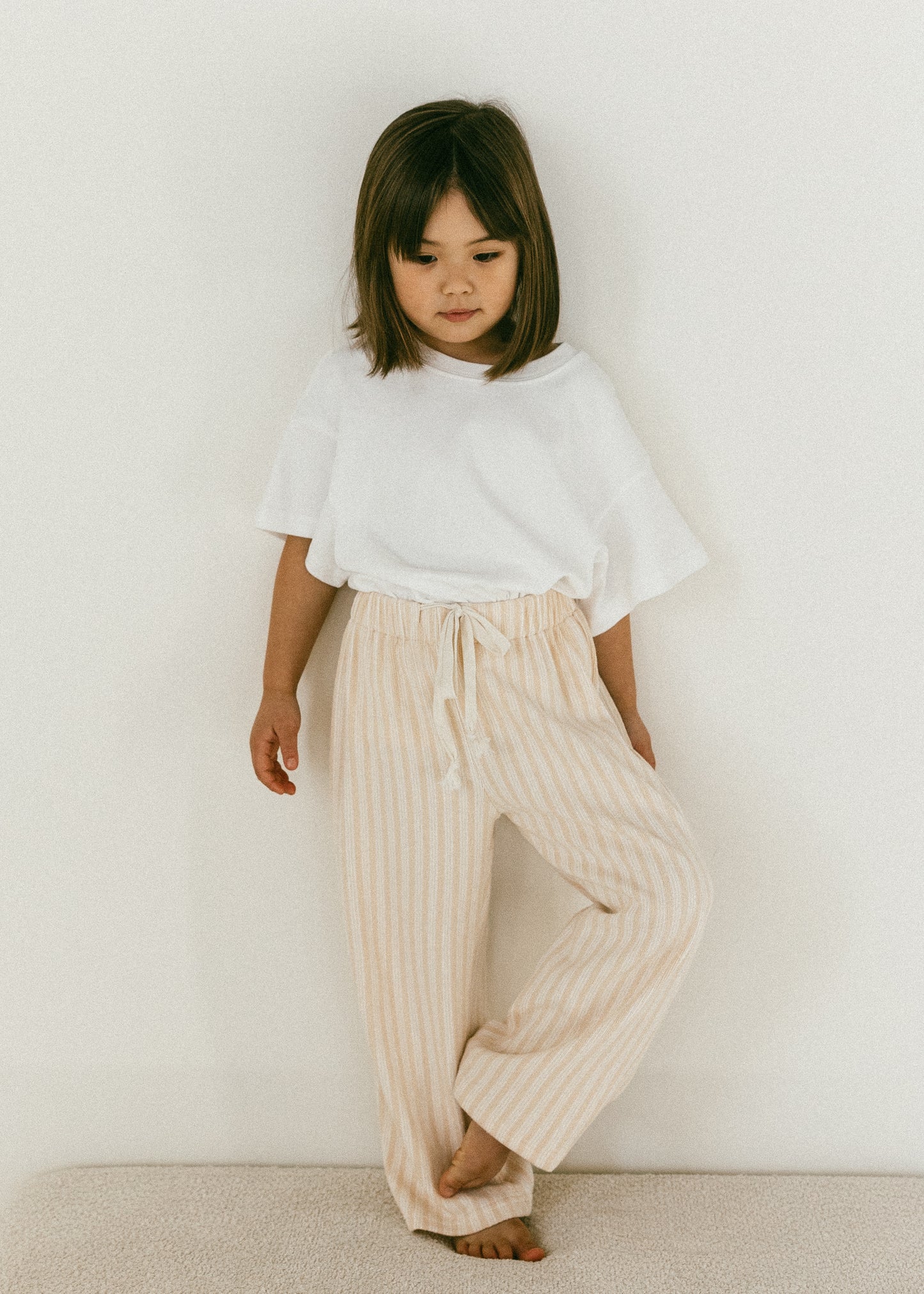 Striped Terry Pants- Beige