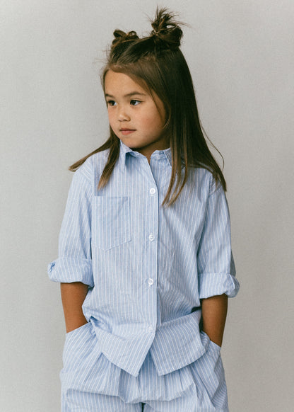 Classic Stripe Button Up- Blue