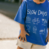 Oversized Graphic Tee- Slow Days- Blue