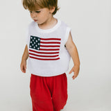 Sweater Vest- Flag- White