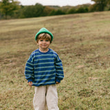 Lightweight Striped Crewneck- Blue