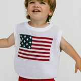 Sweater Vest- Flag- White