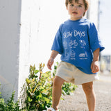 Oversized Graphic Tee- Slow Days- Blue