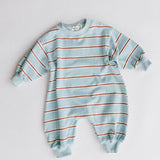 Lightweight Striped Jumpsuit- Light Blue